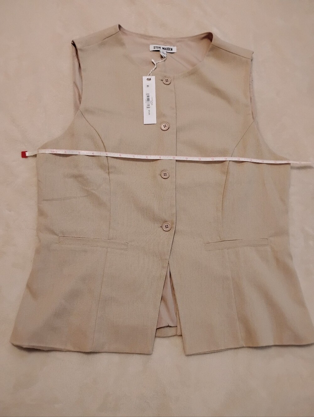 Steve Madden Beige Button Front Vest Size Large NWT MSRP $74 - Picture 5 of 10